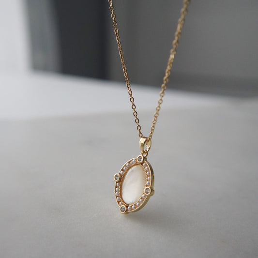 Aurora Necklace | White Shell Pendant Necklace - JESSA JEWELRY | GOLD JEWELRY; dainty, affordable gold everyday jewelry. Tarnish free, water-resistant, hypoallergenic. Jewelry for everyday wear