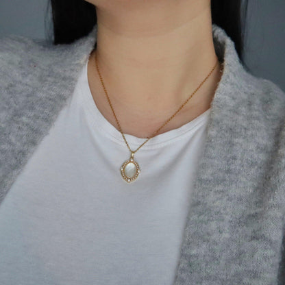 Aurora Necklace | White Shell Pendant Necklace - JESSA JEWELRY | GOLD JEWELRY; dainty, affordable gold everyday jewelry. Tarnish free, water-resistant, hypoallergenic. Jewelry for everyday wear