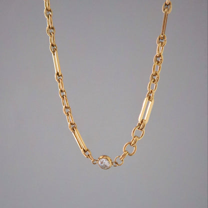 Solenne Chain Necklace | CZ Bezel Necklace
