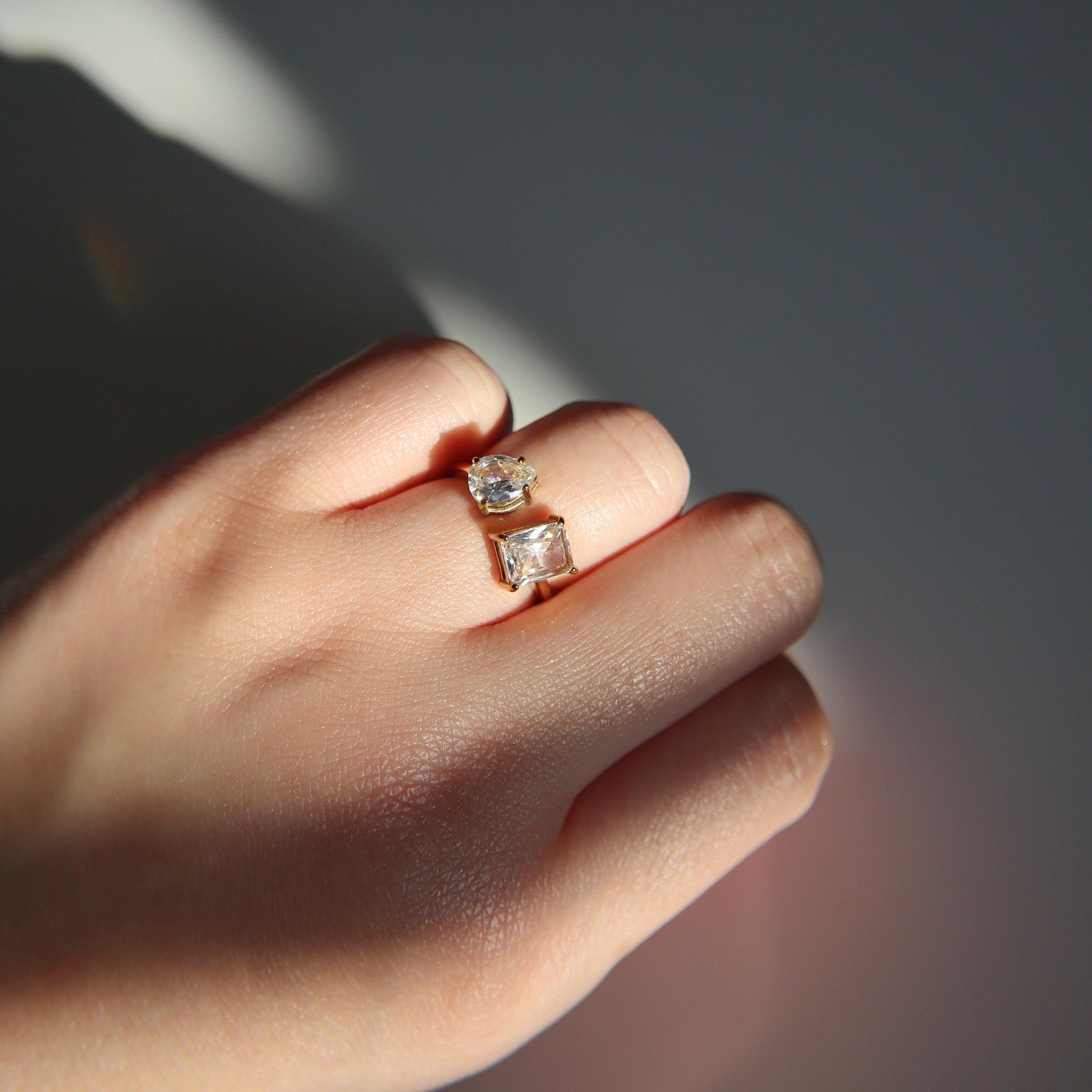 Toi et Moi Ring | Two Stone Ring - JESSA JEWELRY | GOLD JEWELRY; dainty, affordable gold everyday jewelry. Tarnish free, water-resistant, hypoallergenic. Jewelry for everyday wear