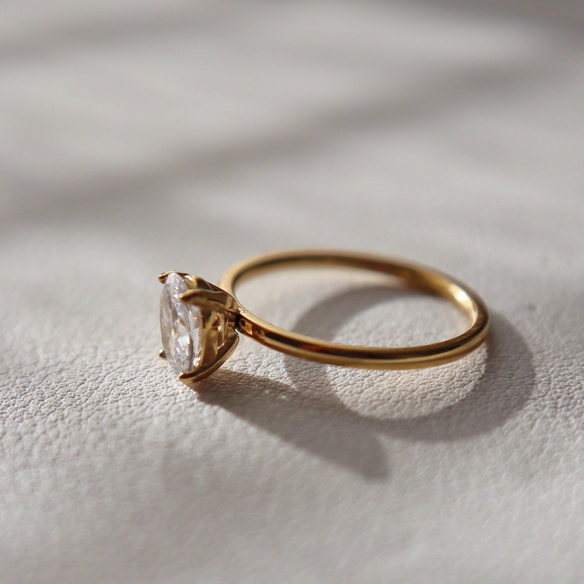 Oval Solitaire Ring | Zirconia Ring - JESSA JEWELRY | GOLD JEWELRY; dainty, affordable gold everyday jewelry. Tarnish free, water-resistant, hypoallergenic. Jewelry for everyday wear