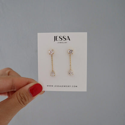 Dewdrop CZ Dangle Earrings | Dainty Drop Earrings