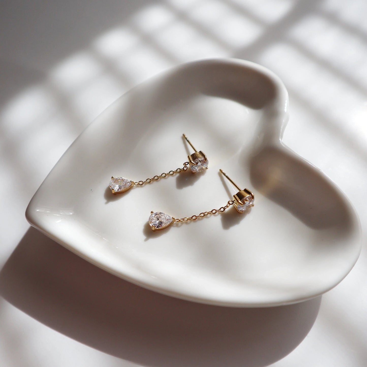 Dewdrop CZ Dangle Earrings | Dainty Drop Earrings