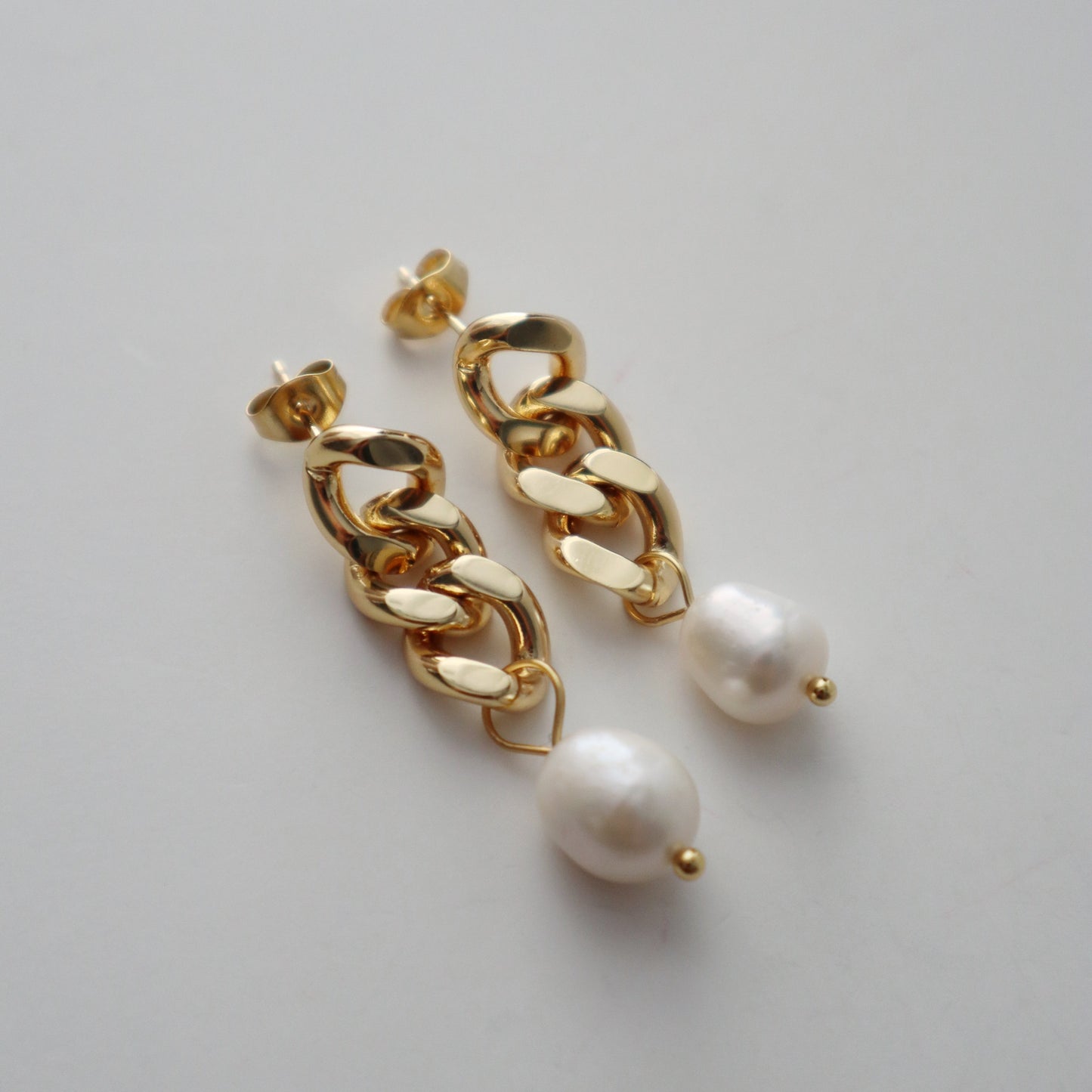 Pearl Chain Drop Earrings