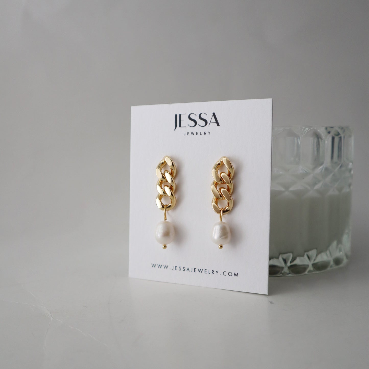 Pearl Chain Drop Earrings