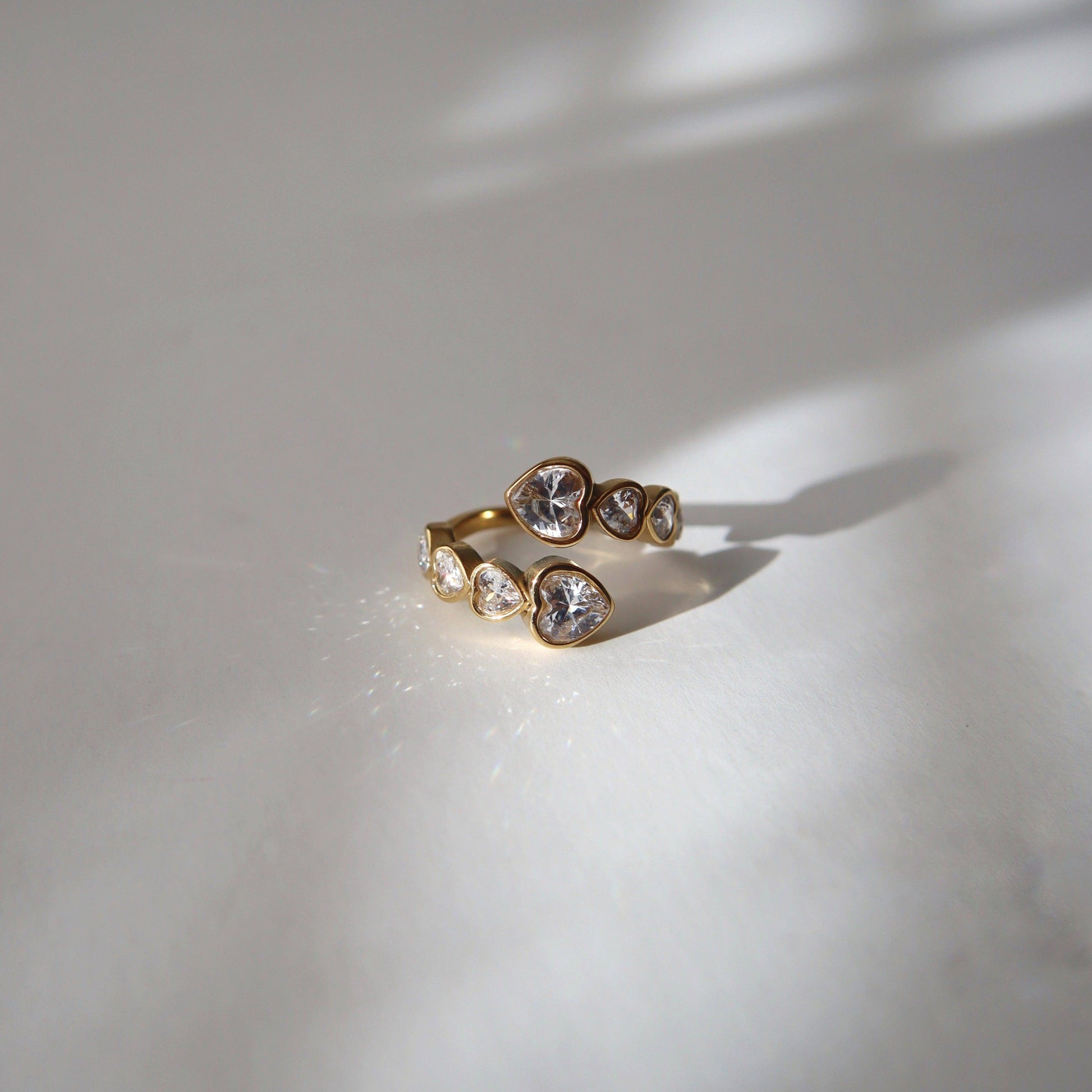 Hearts of Love Ring | Adjustable Ring - JESSA JEWELRY | GOLD JEWELRY; dainty, affordable gold everyday jewelry. Tarnish free, water-resistant, hypoallergenic. Jewelry for everyday wear