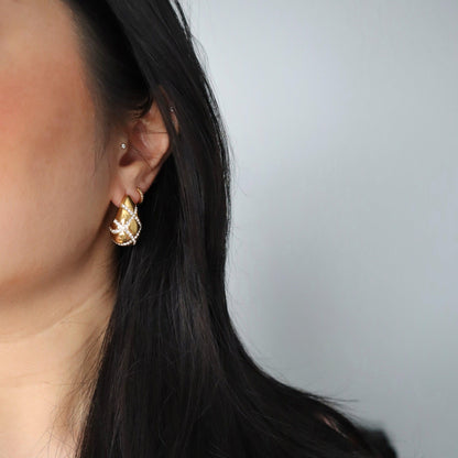 Pave Drop Earrings | Statement Earrings - JESSA JEWELRY | GOLD JEWELRY; dainty, affordable gold everyday jewelry. Tarnish free, water-resistant, hypoallergenic. Jewelry for everyday wear