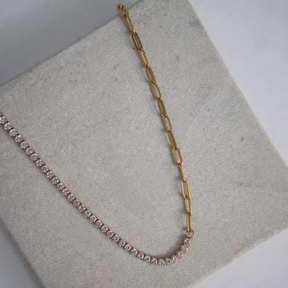 Celine Necklace | CZ Paperclip Necklace - JESSA JEWELRY | GOLD JEWELRY; dainty, affordable gold everyday jewelry. Tarnish free, water-resistant, hypoallergenic. Jewelry for everyday wear