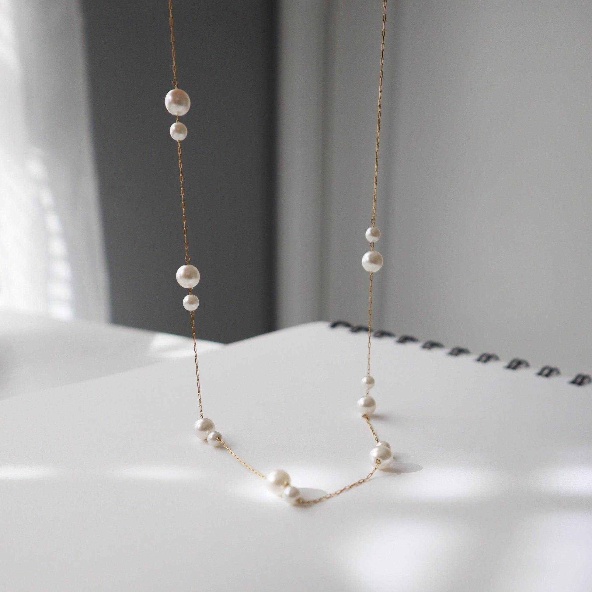 Alina Double Pearl Necklace - JESSA JEWELRY | GOLD JEWELRY; dainty, affordable gold everyday jewelry. Tarnish free, water-resistant, hypoallergenic. Jewelry for everyday wear