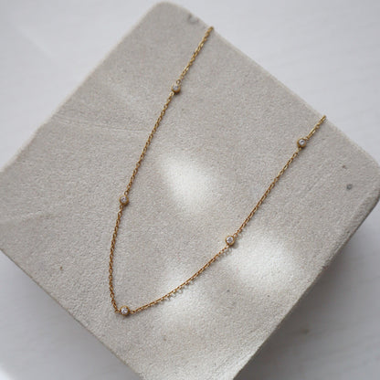 CZ Satellite Chain - JESSA JEWELRY | GOLD JEWELRY; dainty, affordable gold everyday jewelry. Tarnish free, water-resistant, hypoallergenic. Jewelry for everyday wear