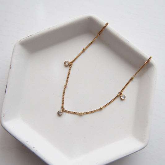 Lola Satellite Necklace - JESSA JEWELRY | GOLD JEWELRY; dainty, affordable gold everyday jewelry. Tarnish free, water-resistant, hypoallergenic. Jewelry for everyday wear