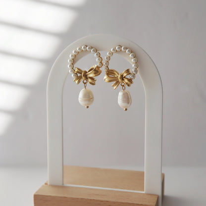 Pearl Halo Bow Earrings