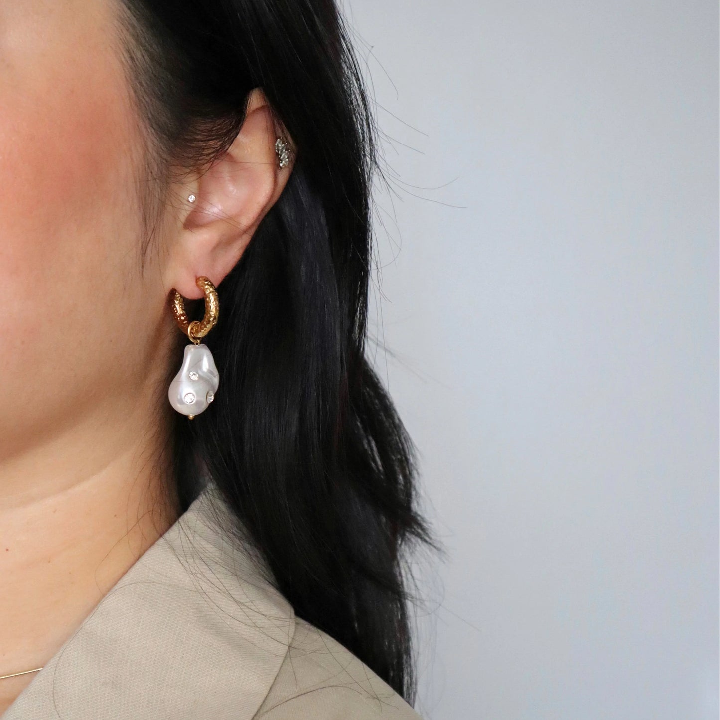 Faye Hoops | Lightweight Faux Pearl Earrings