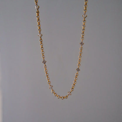 Stevie Chain Necklace | CZ Satellite Rollo Chain