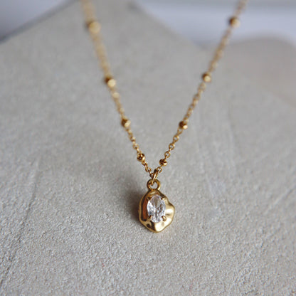 Raina Pebble Necklace | Pendant Necklace - JESSA JEWELRY | GOLD JEWELRY; dainty, affordable gold everyday jewelry. Tarnish free, water-resistant, hypoallergenic. Jewelry for everyday wear