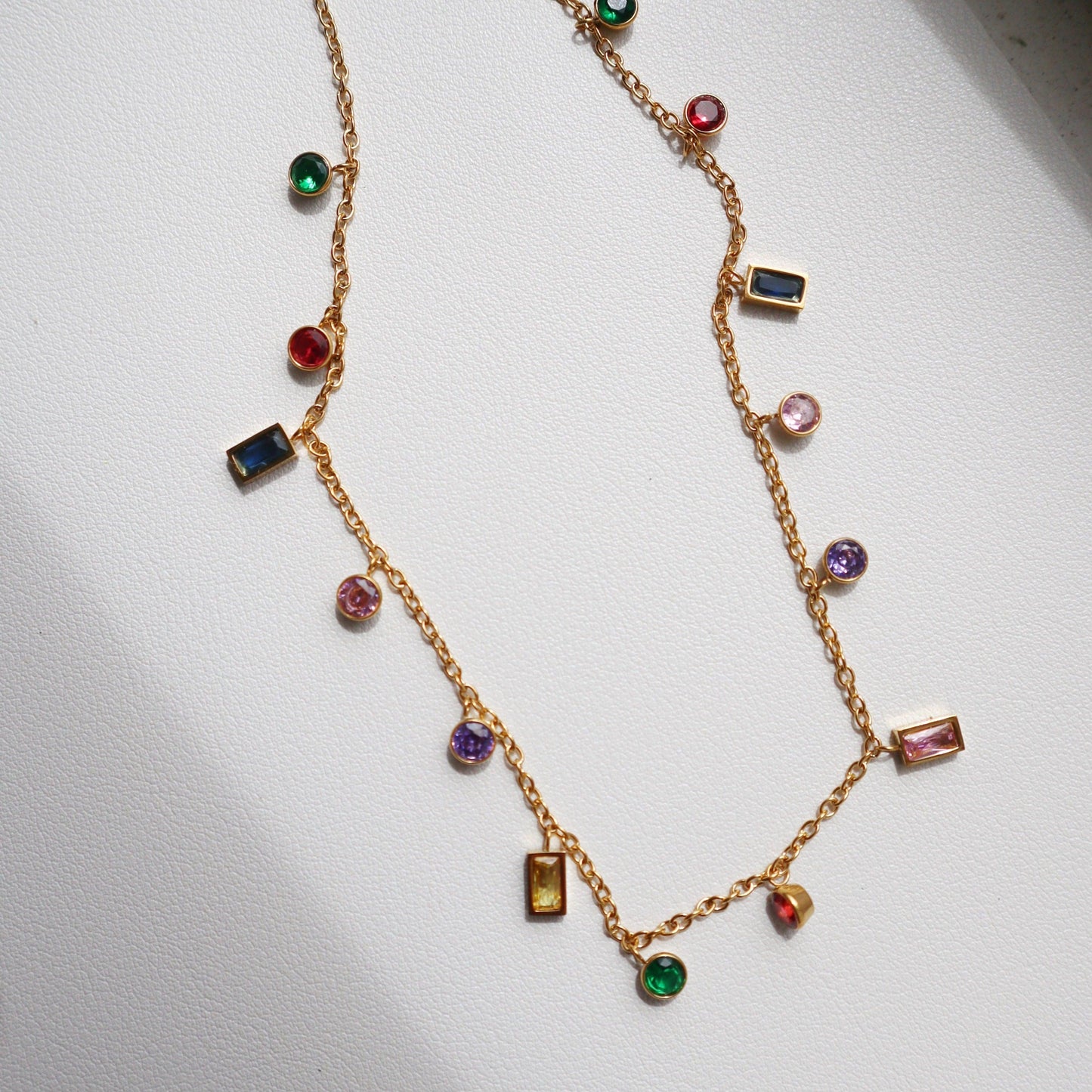 Kahlea Necklace | Multicolor Gem Necklace - JESSA JEWELRY | GOLD JEWELRY; dainty, affordable gold everyday jewelry. Tarnish free, water-resistant, hypoallergenic. Jewelry for everyday wear