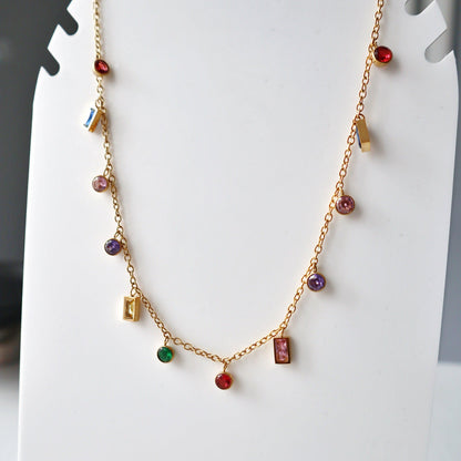 Kahlea Necklace | Multicolor Gem Necklace - JESSA JEWELRY | GOLD JEWELRY; dainty, affordable gold everyday jewelry. Tarnish free, water-resistant, hypoallergenic. Jewelry for everyday wear