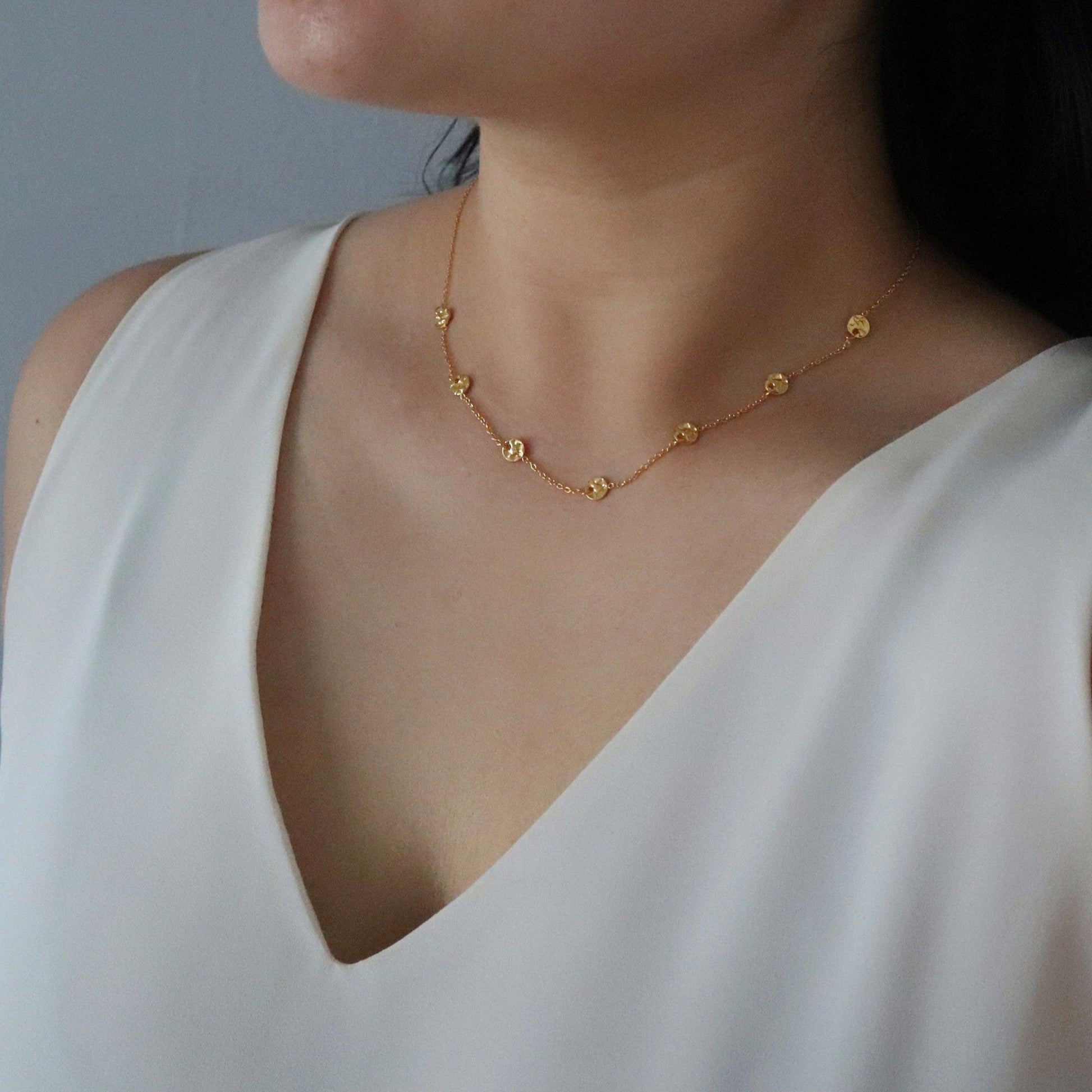 Hammered Disc Necklace - JESSA JEWELRY | GOLD JEWELRY; dainty, affordable gold everyday jewelry. Tarnish free, water-resistant, hypoallergenic. Jewelry for everyday wear