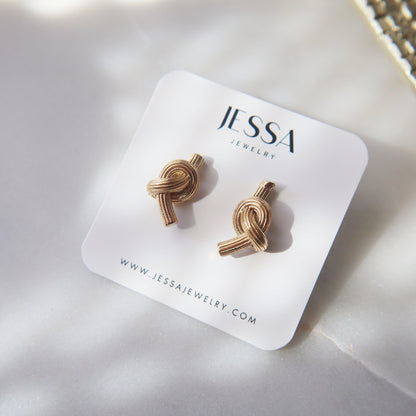 Knotted Earrings - JESSA JEWELRY | GOLD JEWELRY; dainty, affordable gold everyday jewelry. Tarnish free, water-resistant, hypoallergenic. Jewelry for everyday wear