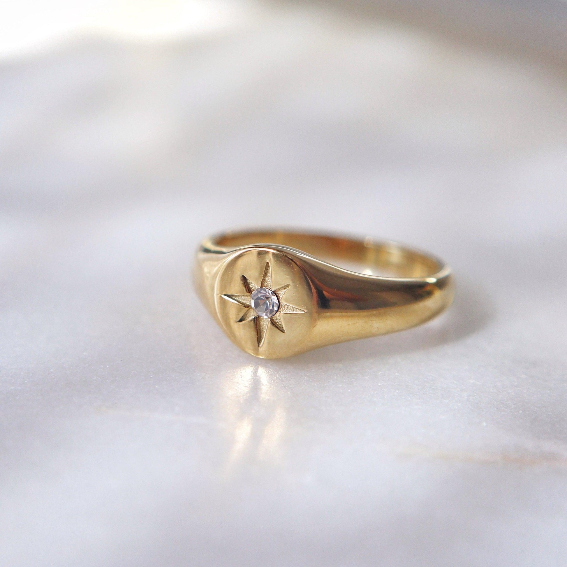 Star Signet Ring - JESSA JEWELRY | GOLD JEWELRY; dainty, affordable gold everyday jewelry. Tarnish free, water-resistant, hypoallergenic. Jewelry for everyday wear