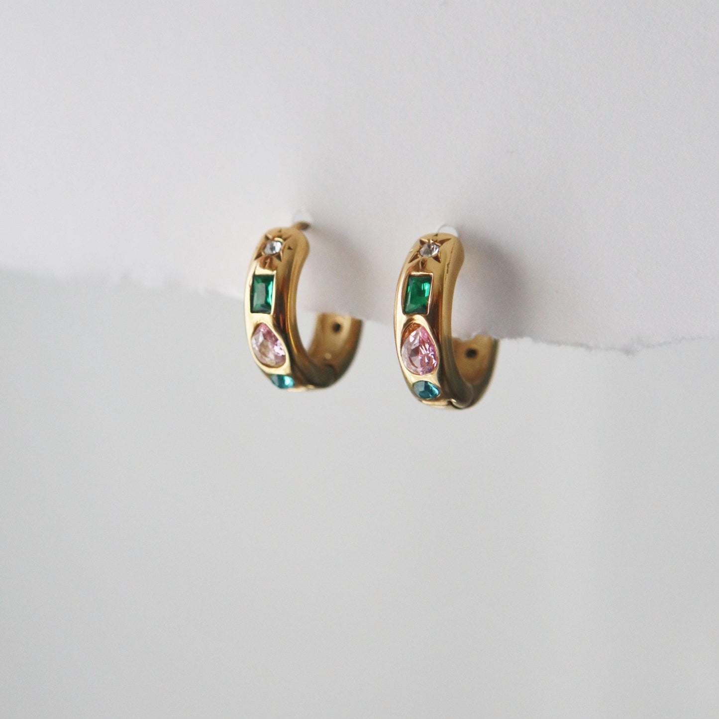 Jade Hoops - JESSA JEWELRY | GOLD JEWELRY; dainty, affordable gold everyday jewelry. Tarnish free, water-resistant, hypoallergenic. Jewelry for everyday wear