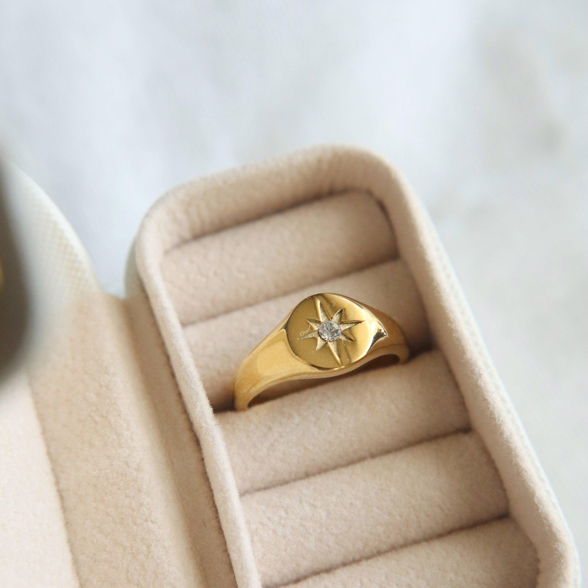 Star Signet Ring - JESSA JEWELRY | GOLD JEWELRY; dainty, affordable gold everyday jewelry. Tarnish free, water-resistant, hypoallergenic. Jewelry for everyday wear