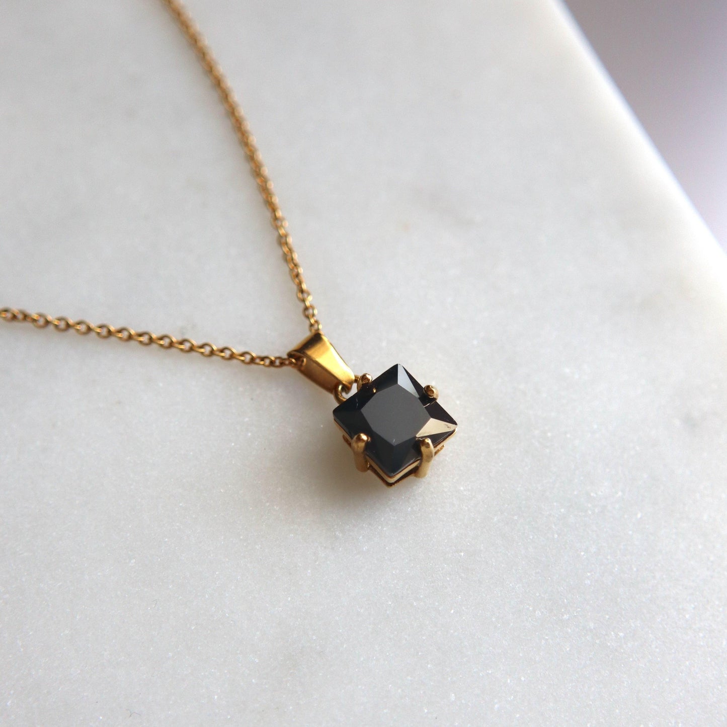 Bijou Necklace - Black | Pendant Necklace - JESSA JEWELRY | GOLD JEWELRY; dainty, affordable gold everyday jewelry. Tarnish free, water-resistant, hypoallergenic. Jewelry for everyday wear