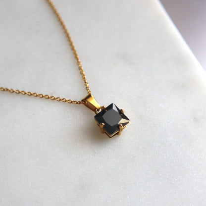 Bijou Necklace - Black | Pendant Necklace - JESSA JEWELRY | GOLD JEWELRY; dainty, affordable gold everyday jewelry. Tarnish free, water-resistant, hypoallergenic. Jewelry for everyday wear