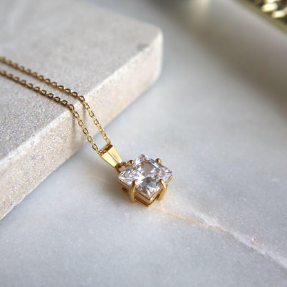 Bijou Necklace - White | Pendant Necklace - JESSA JEWELRY | GOLD JEWELRY; dainty, affordable gold everyday jewelry. Tarnish free, water-resistant, hypoallergenic. Jewelry for everyday wear