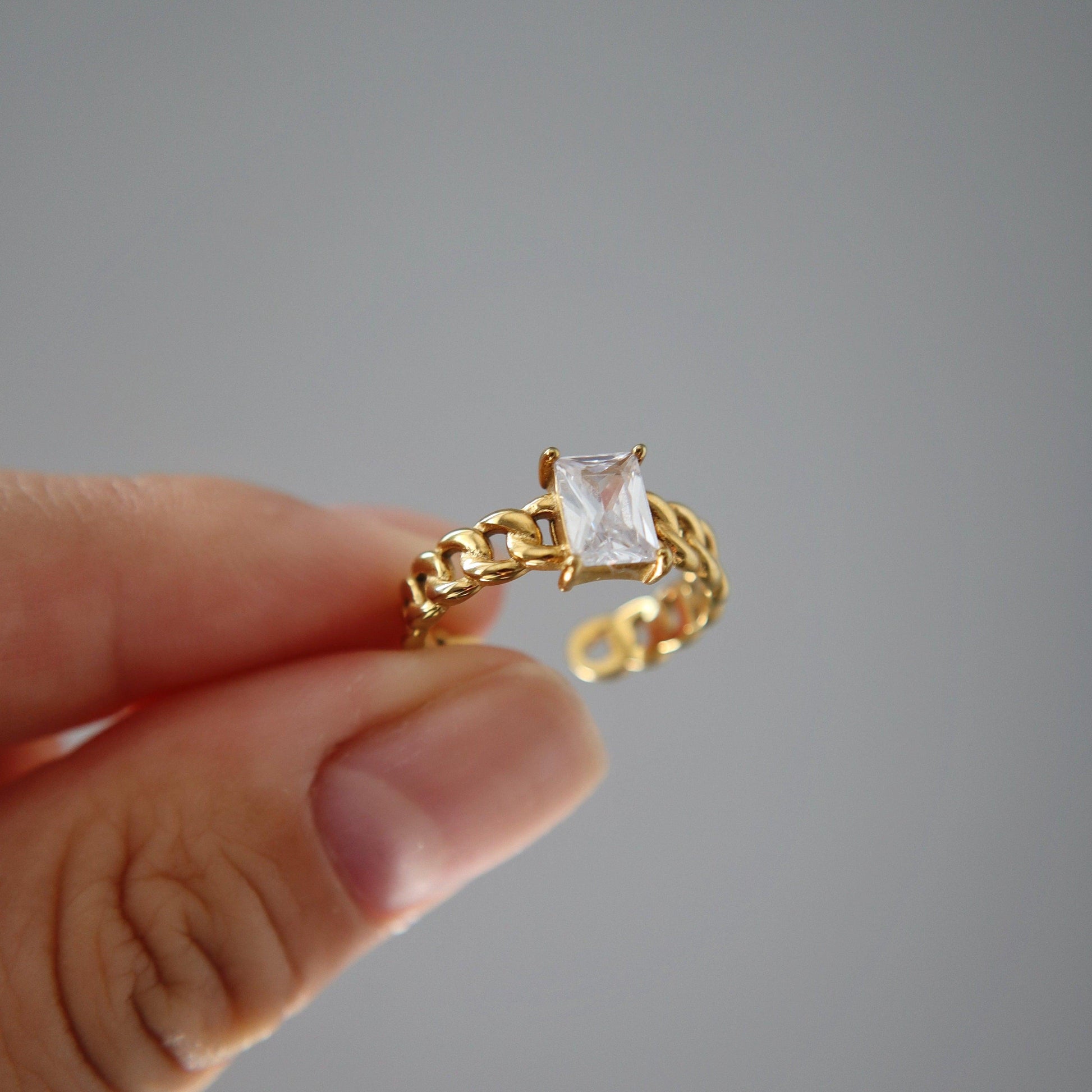 Julie Ring - White | Adjustable Ring - JESSA JEWELRY | GOLD JEWELRY; dainty, affordable gold everyday jewelry. Tarnish free, water-resistant, hypoallergenic. Jewelry for everyday wear