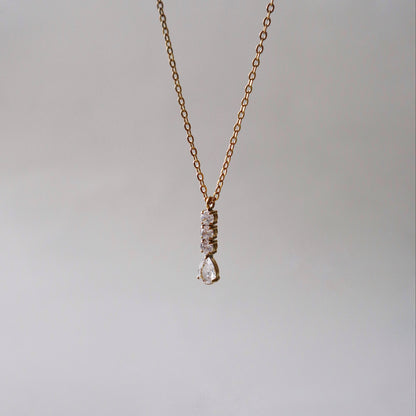 Vertical CZ Drop Necklace | Dainty CZ Pendant Necklace