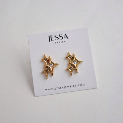 Tri-Starlet Stud Earrings