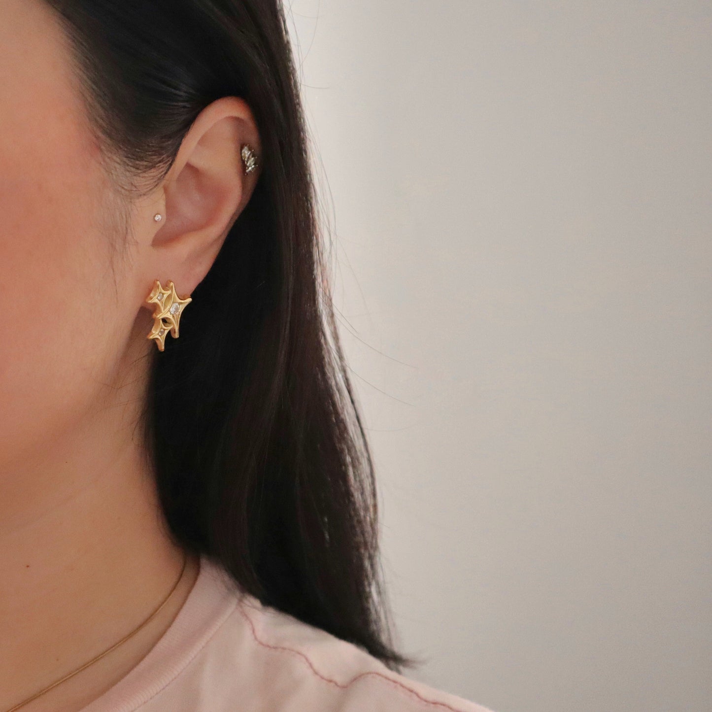 Tri-Starlet Stud Earrings