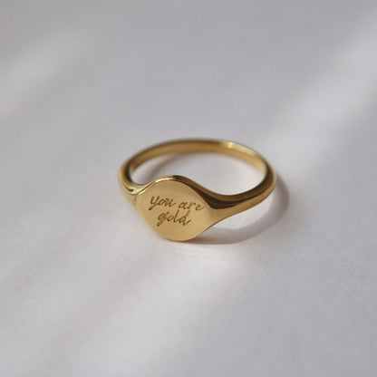 you are gold signet ring - JESSA JEWELRY | GOLD JEWELRY; dainty, affordable gold everyday jewelry. Tarnish free, water-resistant, hypoallergenic. Jewelry for everyday wear