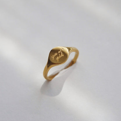 you are gold signet ring - JESSA JEWELRY | GOLD JEWELRY; dainty, affordable gold everyday jewelry. Tarnish free, water-resistant, hypoallergenic. Jewelry for everyday wear