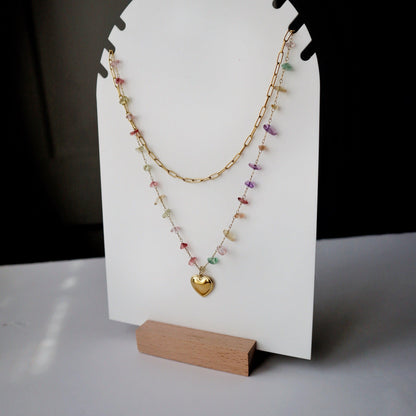 Holly Double Chain Necklace | Beaded & Paperclip Chain