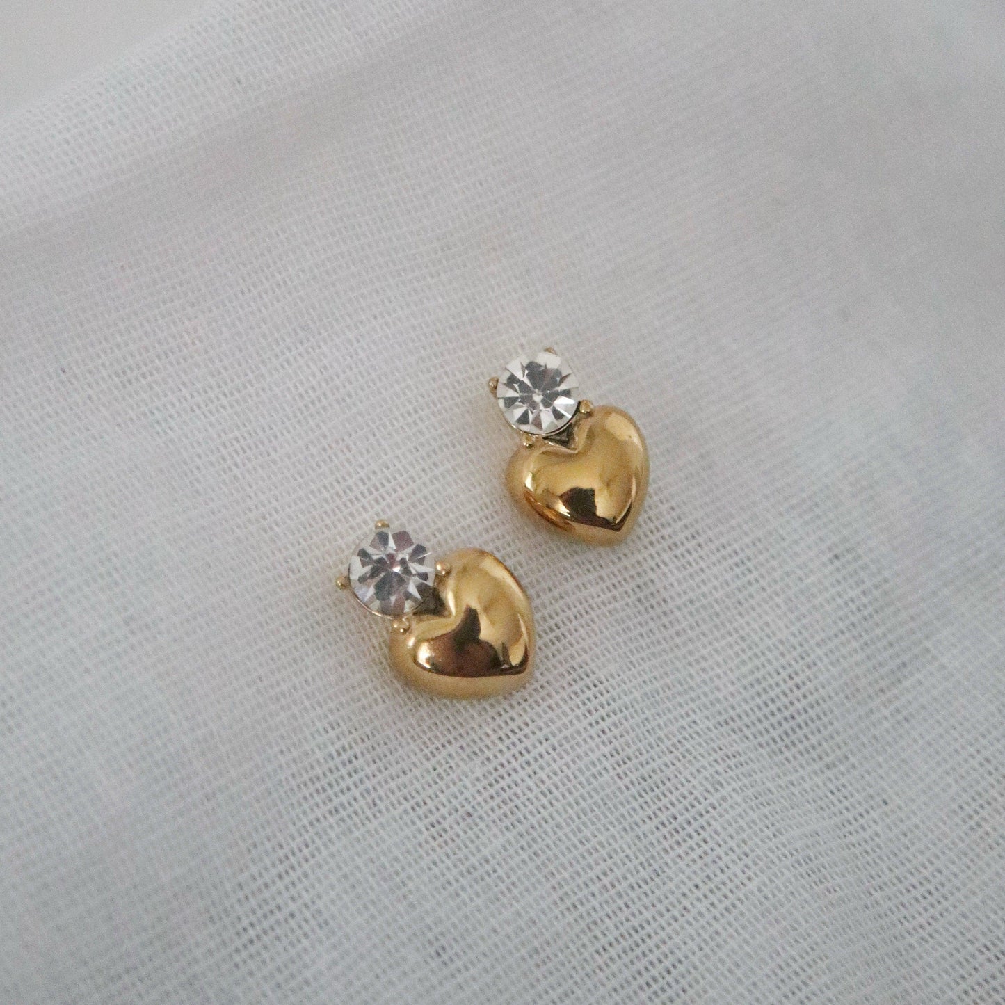 Cora Heart Studs | CZ Heart Earrings - JESSA JEWELRY | GOLD JEWELRY; dainty, affordable gold everyday jewelry. Tarnish free, water-resistant, hypoallergenic. Jewelry for everyday wear