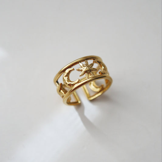 Astra Ring | Moon, Star and Sun Adjustable Ring
