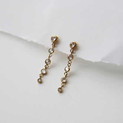 Sienna CZ Dangle Earrings - JESSA JEWELRY | GOLD JEWELRY; dainty, affordable gold everyday jewelry. Tarnish free, water-resistant, hypoallergenic. Jewelry for everyday wear