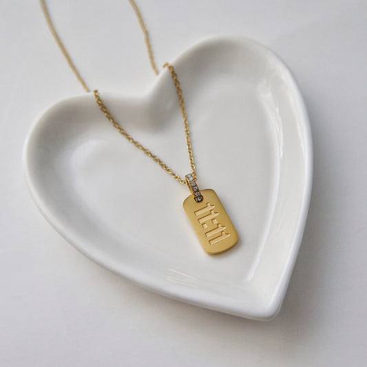 11:11 CZ Tag Necklace