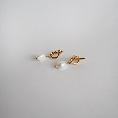 Knotted Pearl Drop Earrings