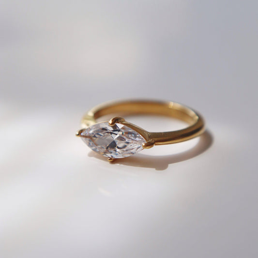 Bridgette Marquise Ring - JESSA JEWELRY | GOLD JEWELRY; dainty, affordable gold everyday jewelry. Tarnish free, water-resistant, hypoallergenic. Jewelry for everyday wear