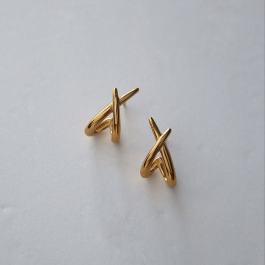 Minimalist Crossover Earrings | Everyday Gold Earrings