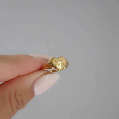 Good Energy Heart Ring - JESSA JEWELRY | GOLD JEWELRY; dainty, affordable gold everyday jewelry. Tarnish free, water-resistant, hypoallergenic. Jewelry for everyday wear