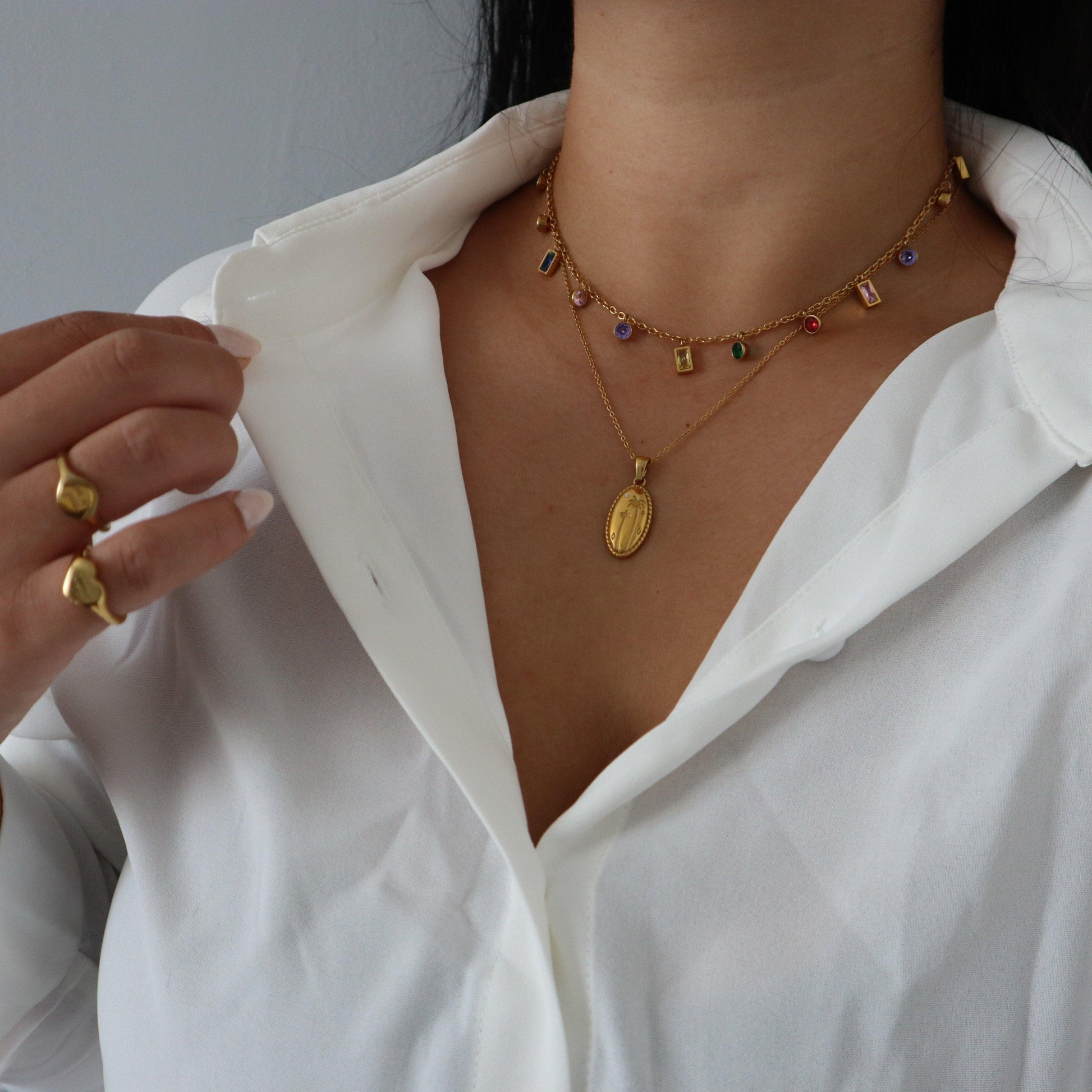 Kahlea Necklace | Multicolor Gem Necklace - JESSA JEWELRY | GOLD JEWELRY; dainty, affordable gold everyday jewelry. Tarnish free, water-resistant, hypoallergenic. Jewelry for everyday wear