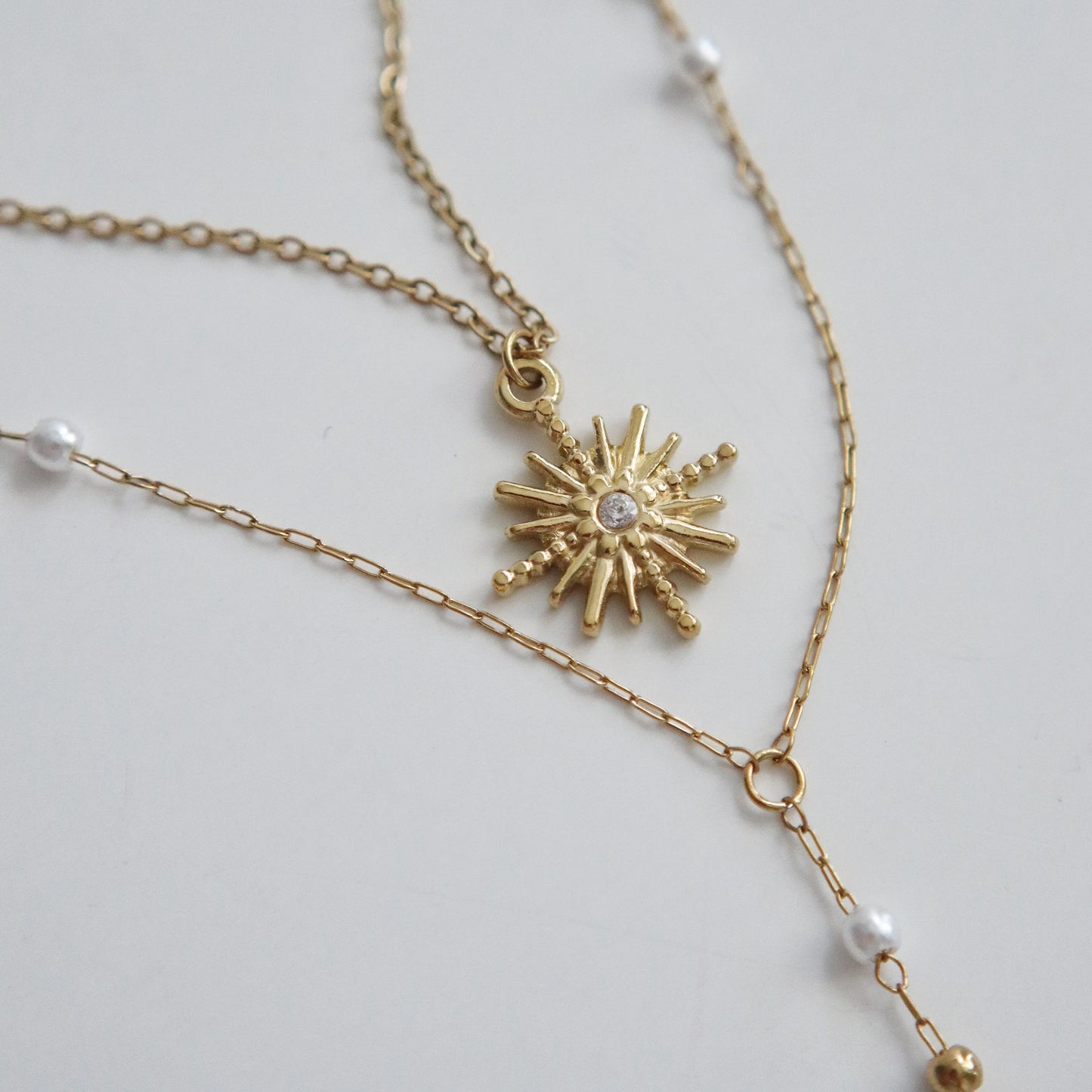 Sun and Moon Layered Lariat Necklace