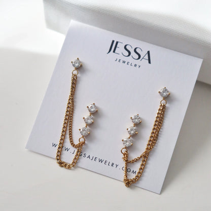 Brianne Double Piercing Chain Earrings