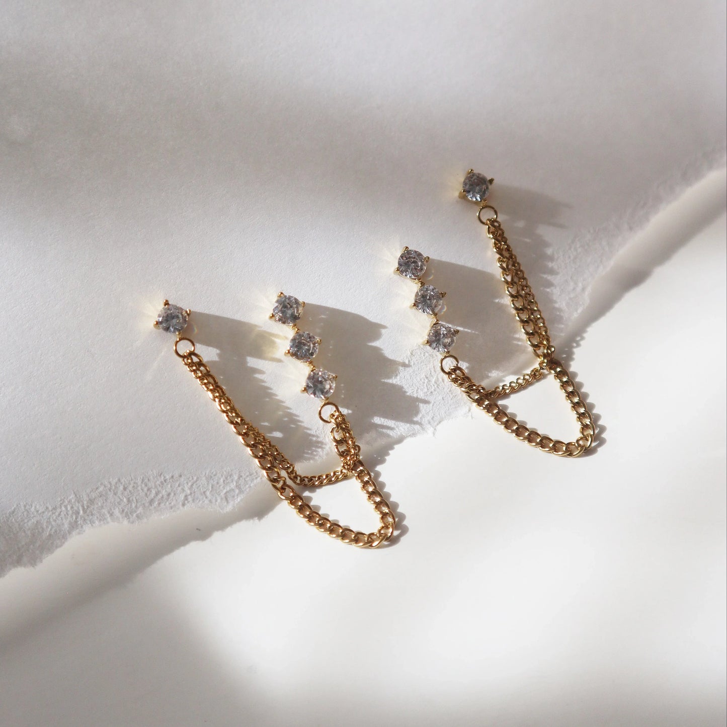 Brianne Double Piercing Chain Earrings