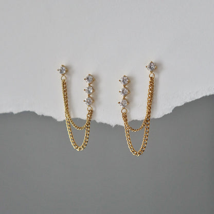 Brianne Double Piercing Chain Earrings