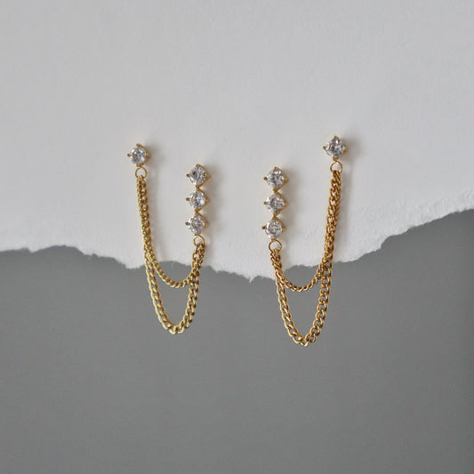 Brianne Double Piercing Chain Earrings